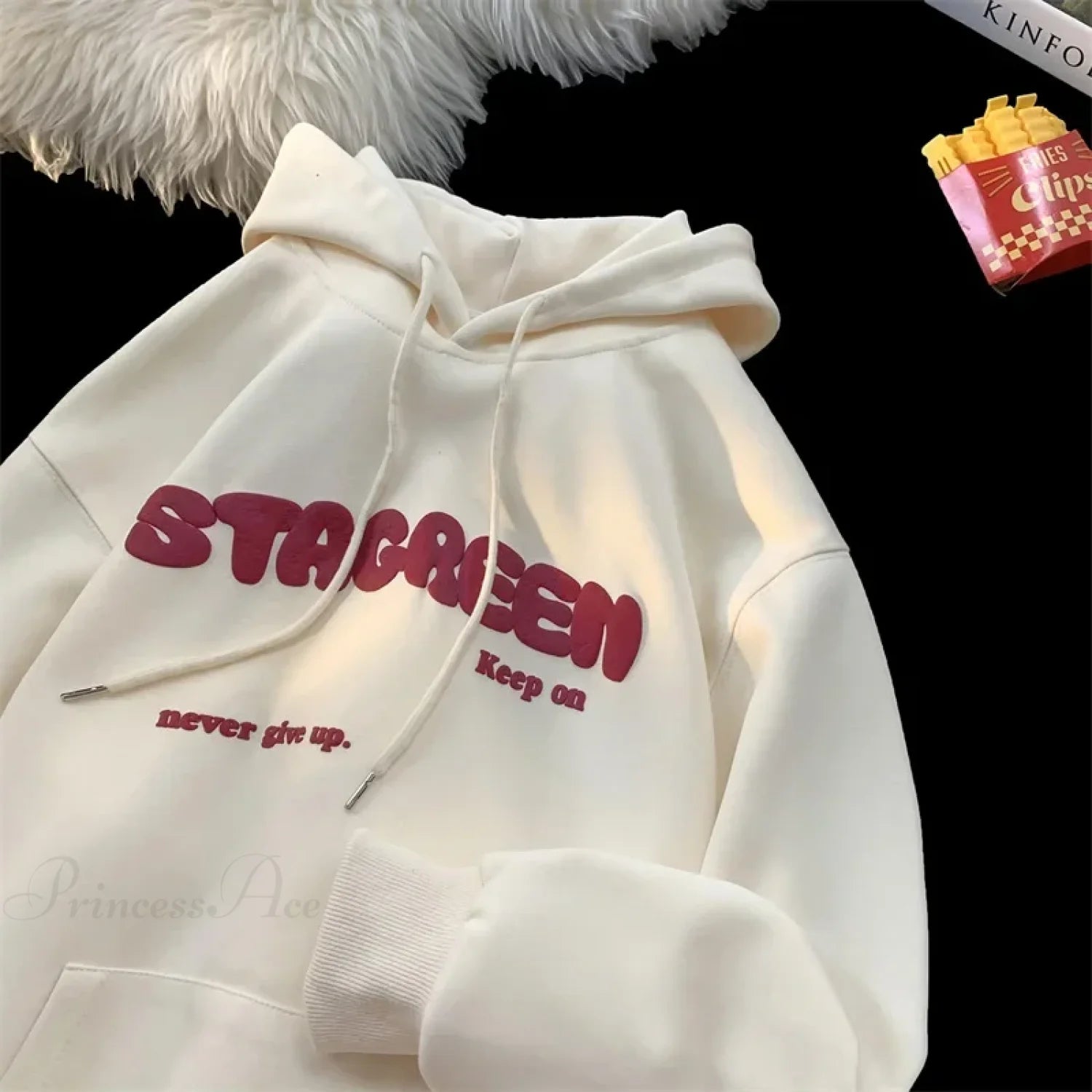 Letter Print Autumn Y2K Pocket Hoodie