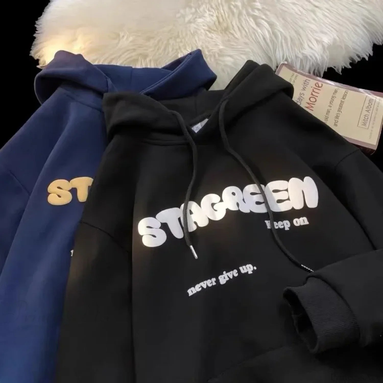 Letter Print Autumn Y2K Pocket Hoodie