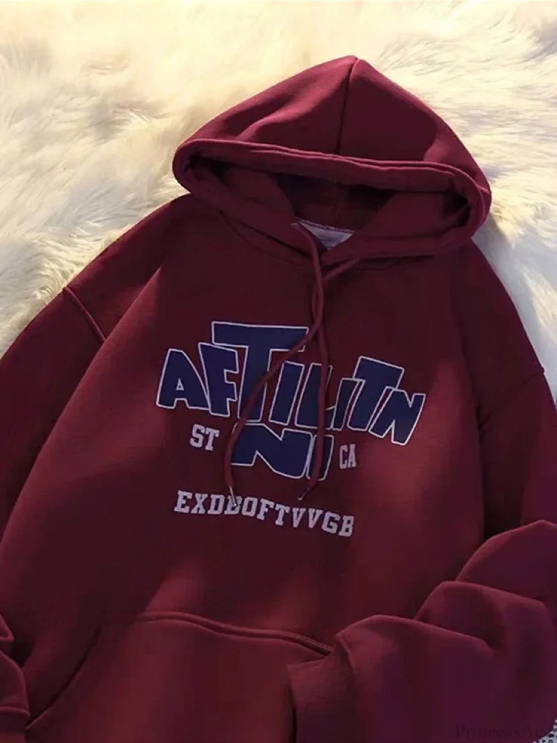 Letter Print Cotton Hoodie Red / M(40-45KG)