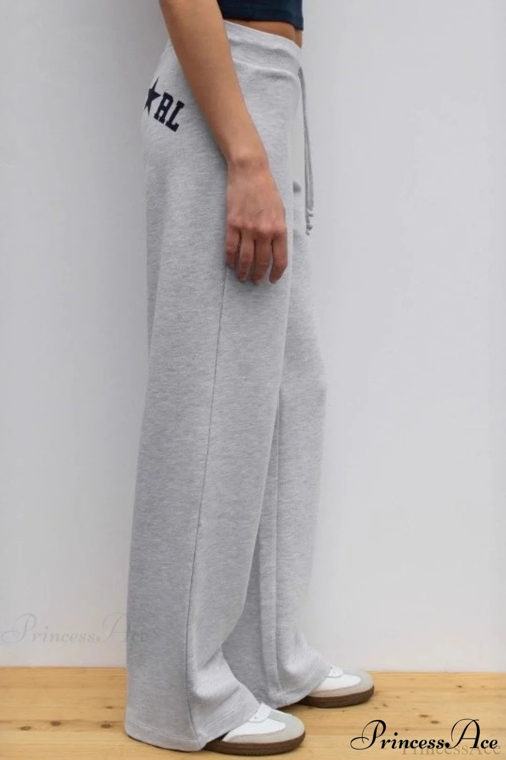 Letter Print Y2K Elastic Waist Draped Pants