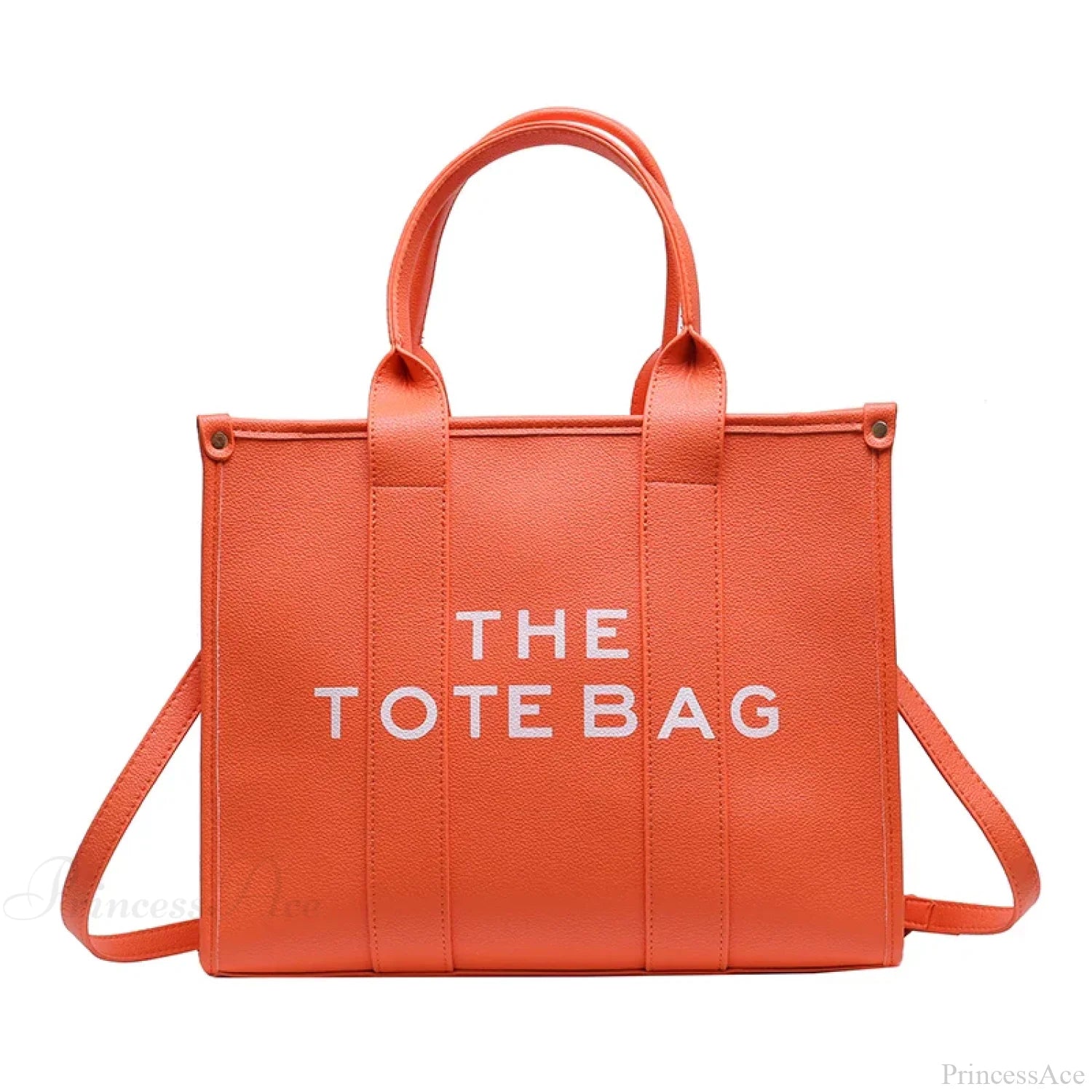 Letter Soft PU Leather Tote Shoulder Handbag Orange / 35cm X 15cm X 28cm handbag-250126