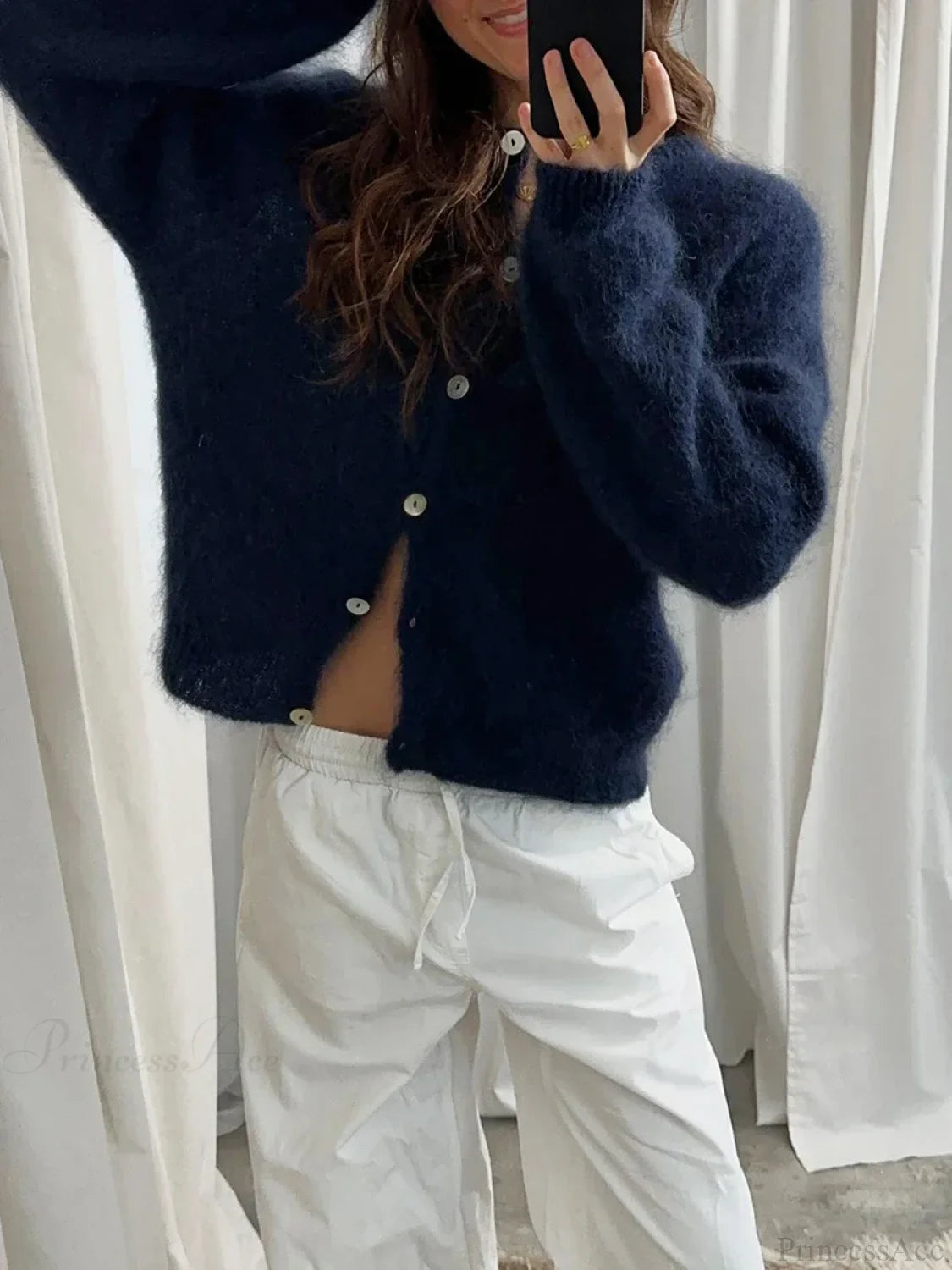 Lightweight Long Sleeve Solid Knit Cardigan grey / S