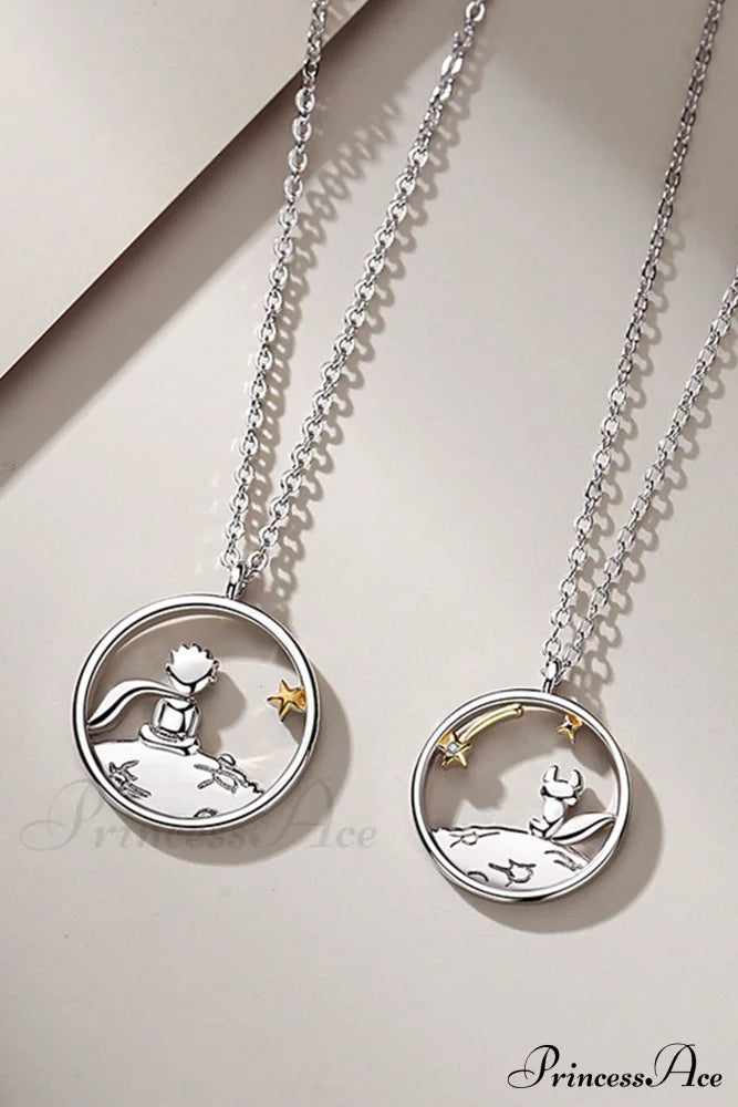 Little Prince & Fox Couple Necklace Silver / Prince + Little Jewelry