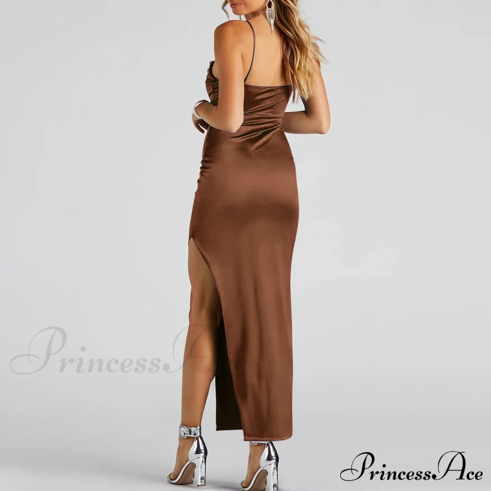Lola High Slit Charming Satin Dress 2 S.o. Long Dresses