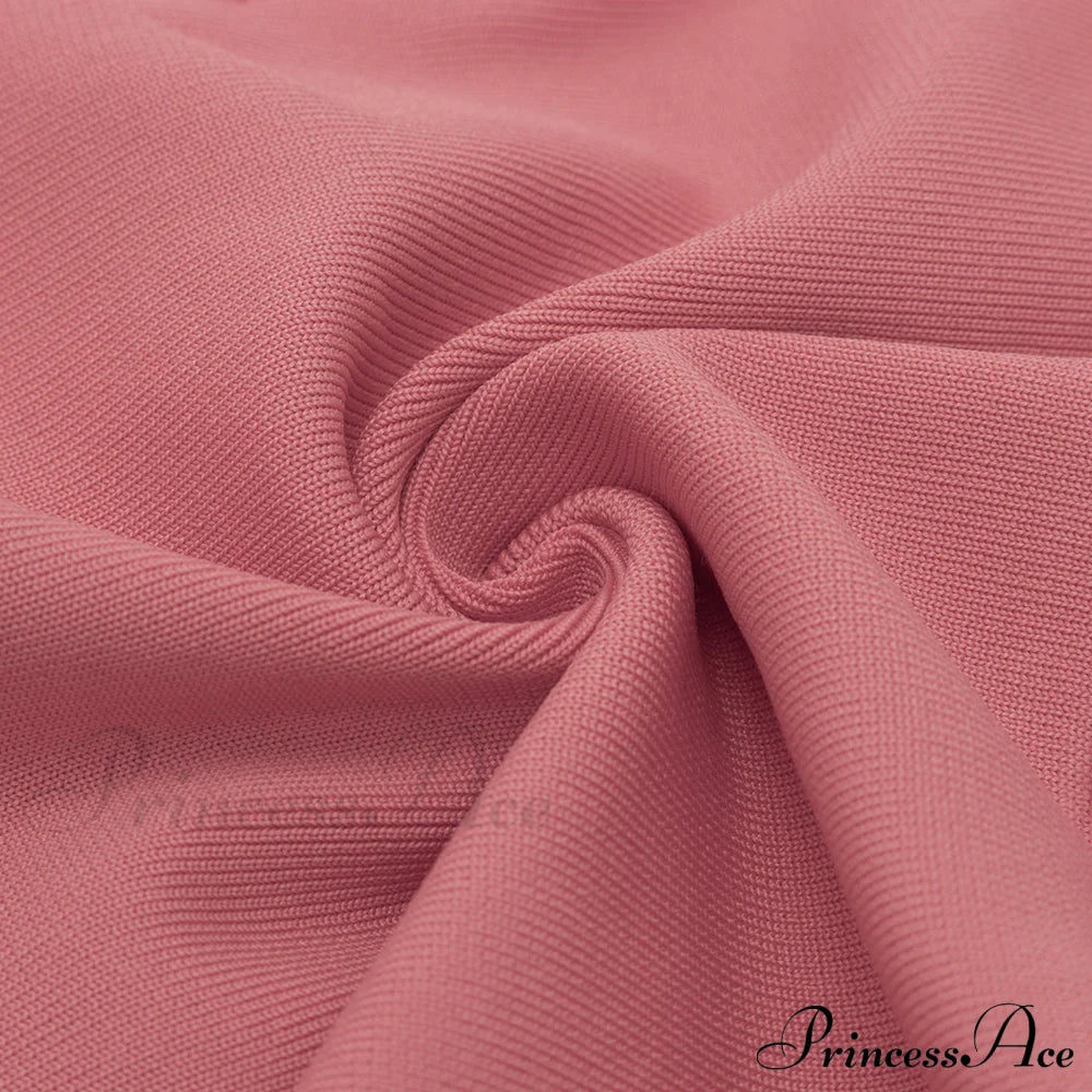 Long Arm Pink Warm-Season Sexy Bodycon Mesh Shoulder Bandage Backless Mini Women Off Dress