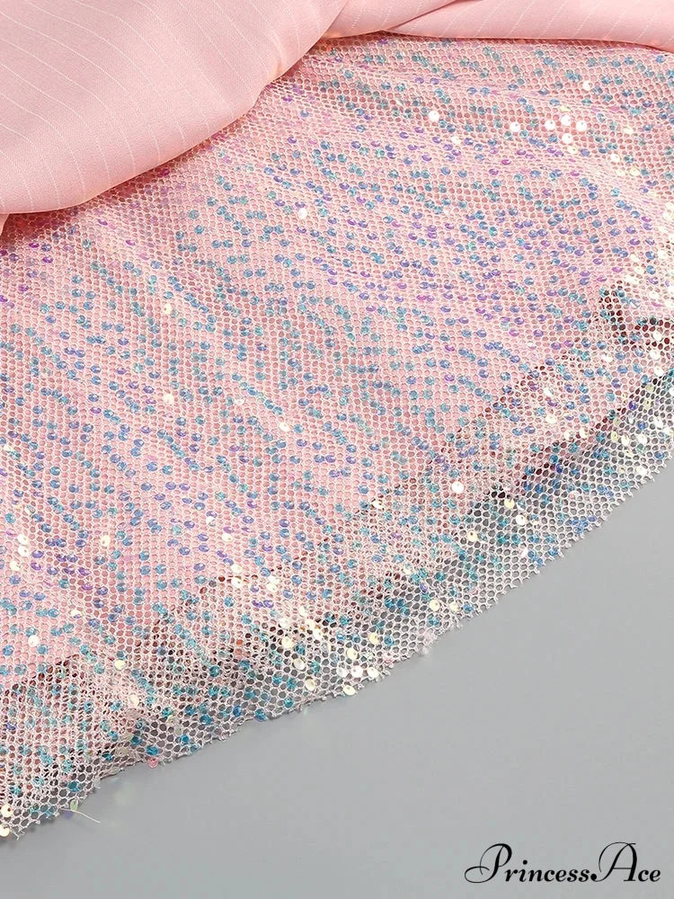 Long Puff Stripe Charming Sleeve Mini Dress Lace-Up