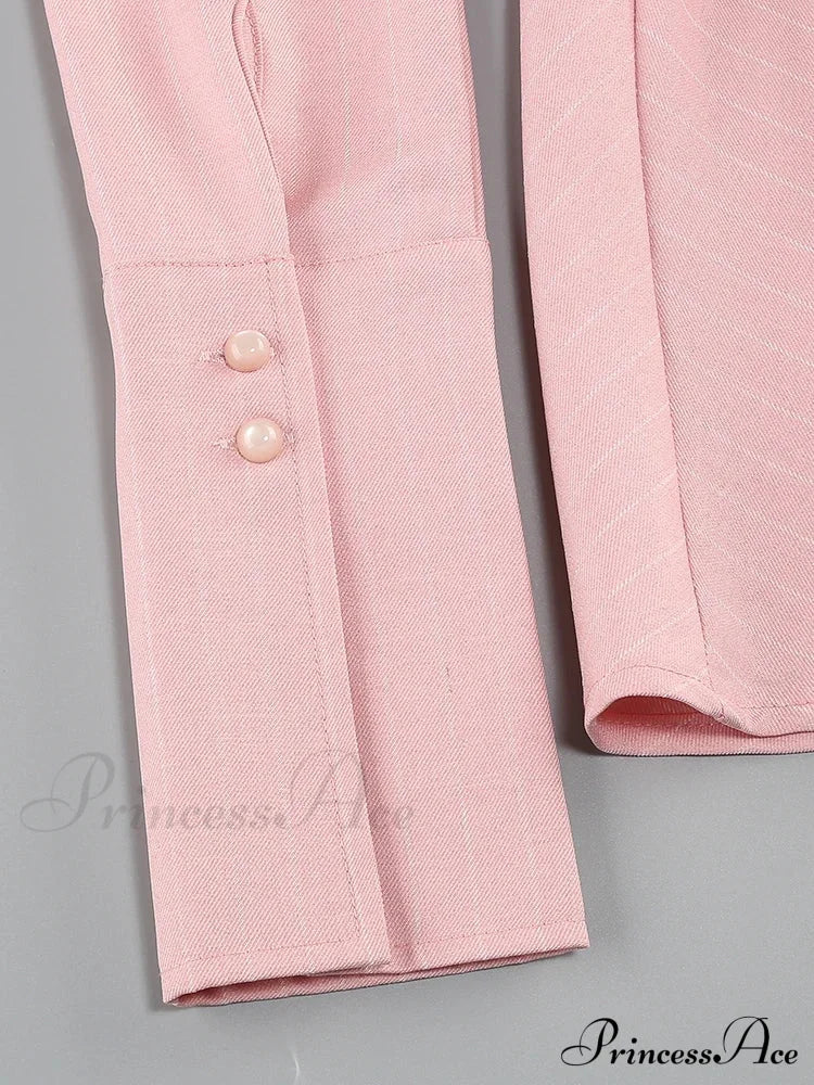 Long Puff Stripe Charming Sleeve Mini Dress Lace-Up