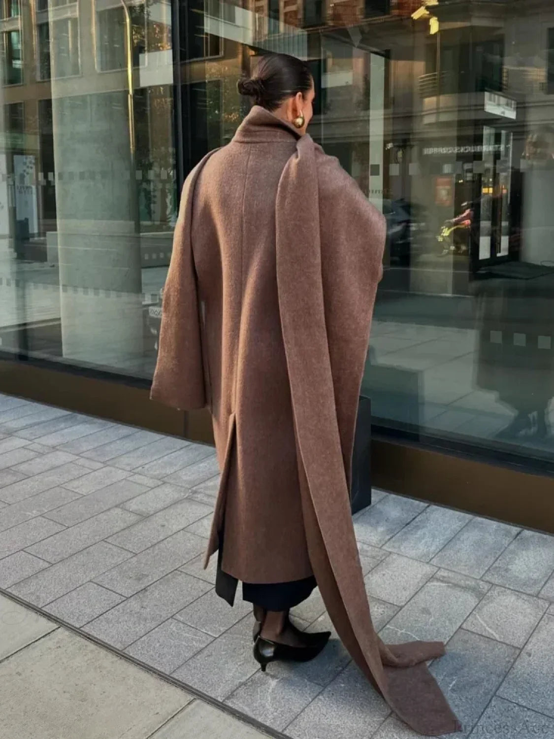 Long Scarf Wool Blends Coat