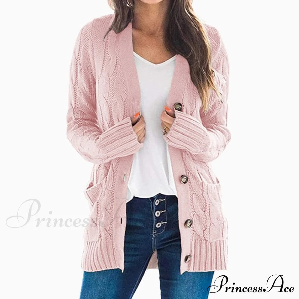 Long Sleeve Cable Loose Winter Tops Sweater Sweaters-L