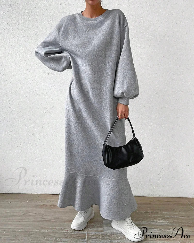 Long Sleeve Dress With Loose Pocket Dresses