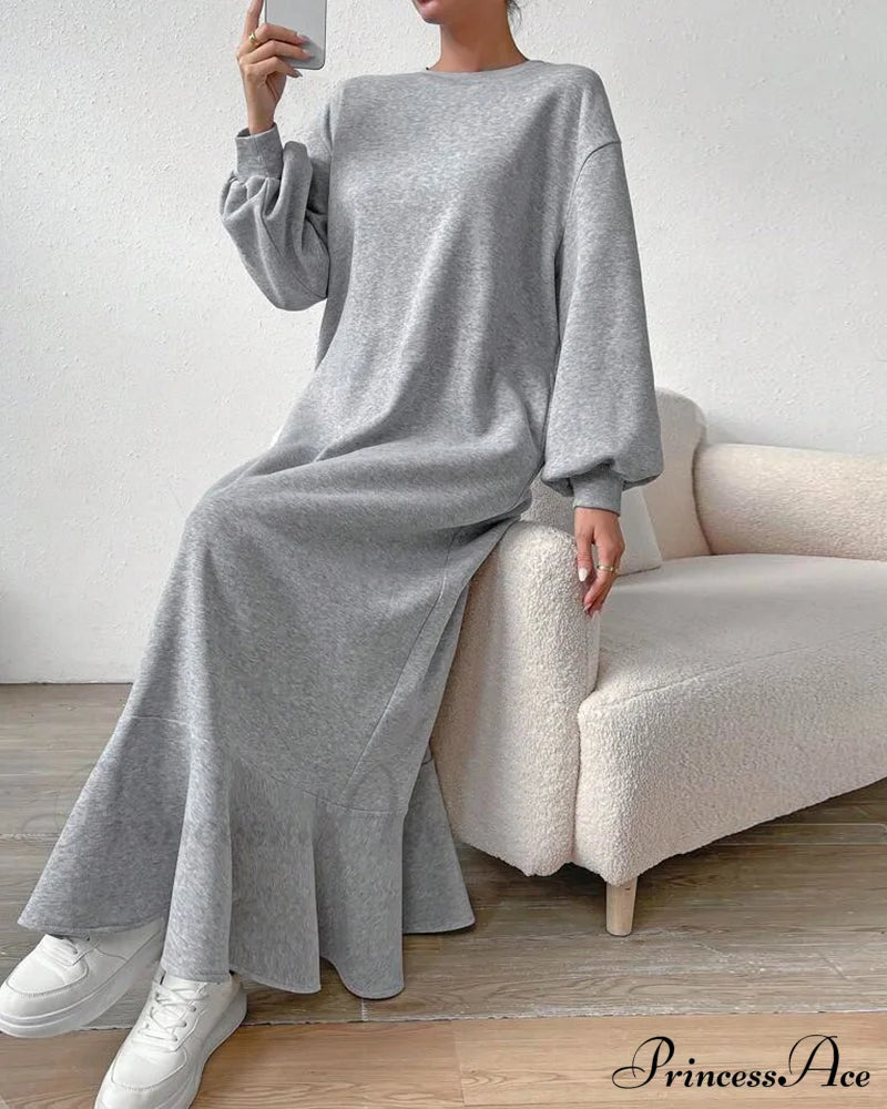 Long Sleeve Dress With Loose Pocket Dresses