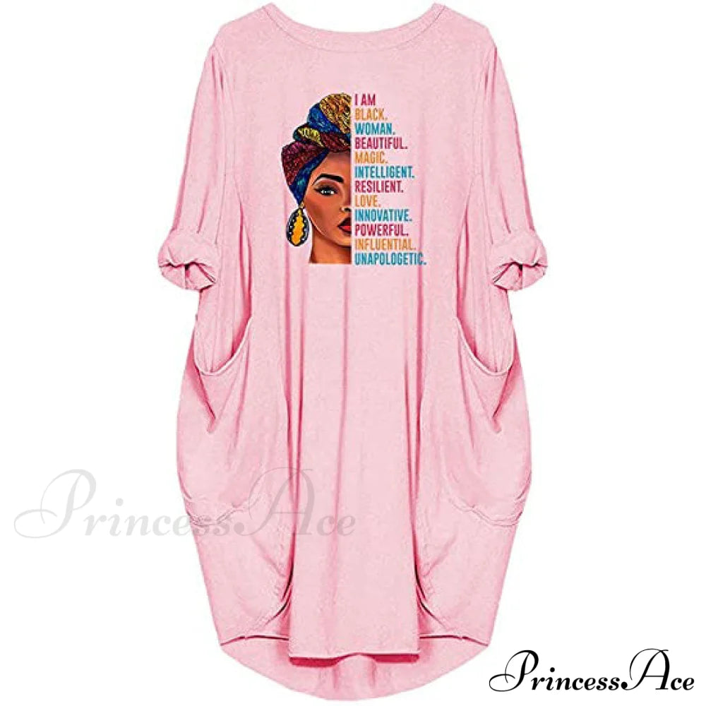 Woman's Long Sleeve Loose Pocket Oversize Tunic Dress Pink __stock:200 casual dresses clothes dresses refund_fee:1200