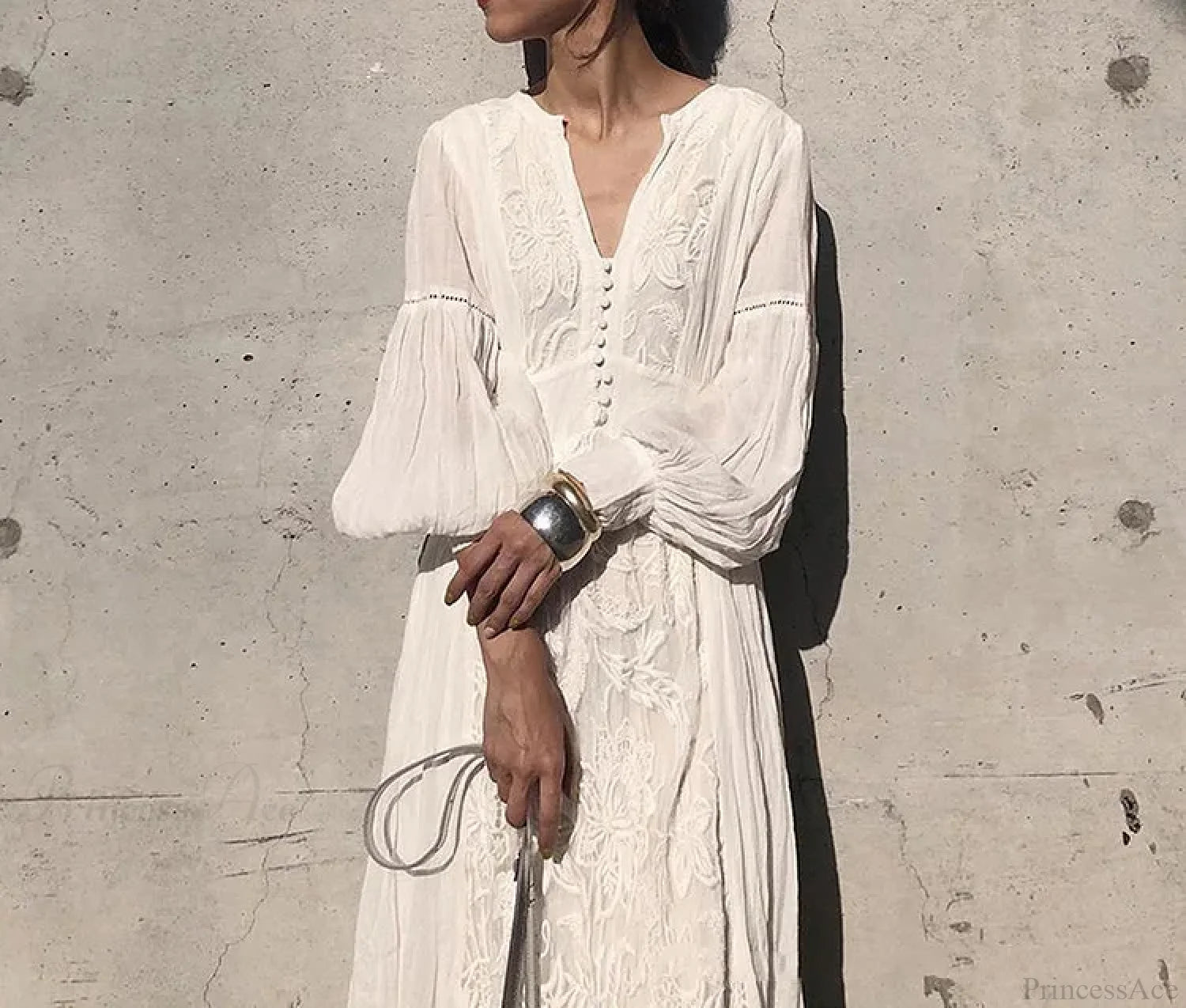 Long Sleeve Oversized Floral Ethnic Boho Dress bohodress-250126