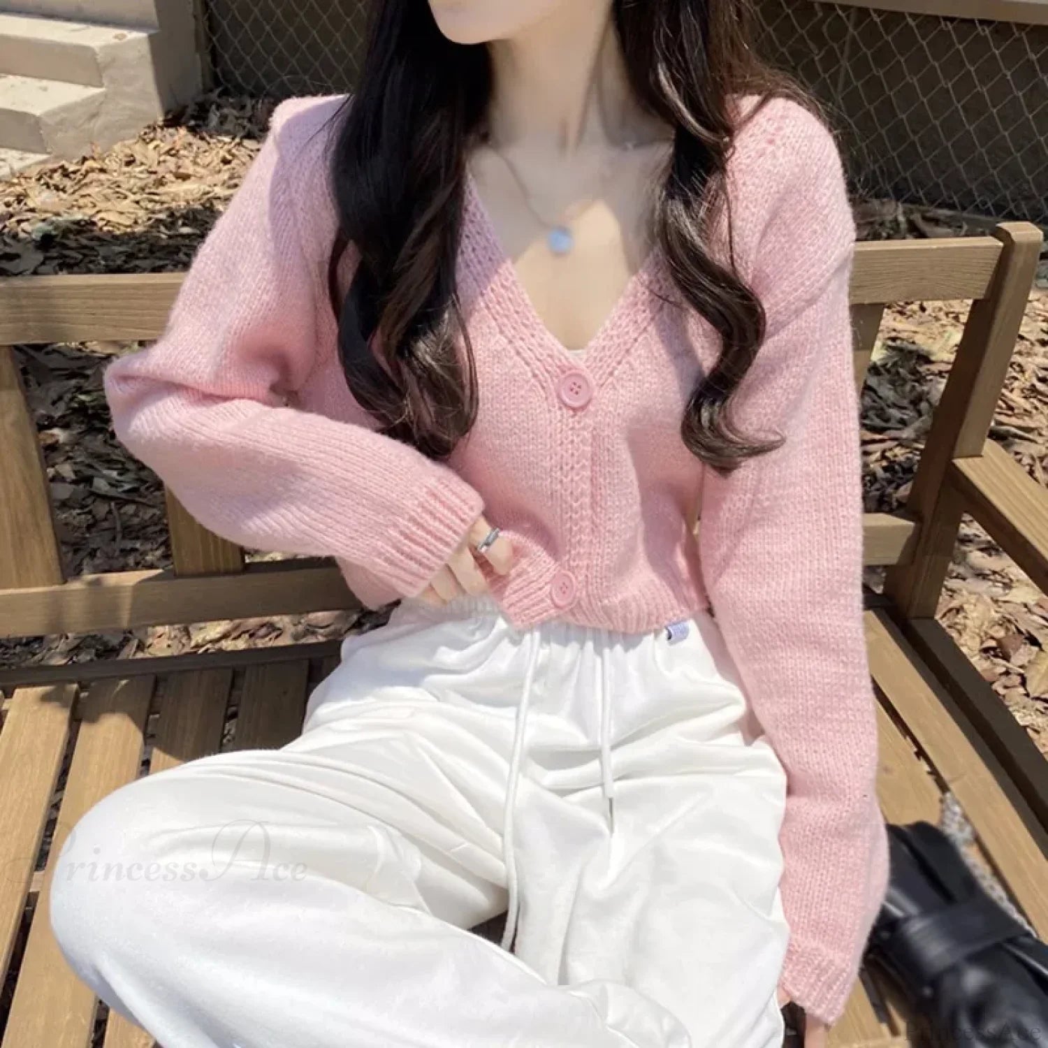 Long Sleeve Thin Short Solid Casual All-Match Cardigan Pink / One Size cardiagn-250126