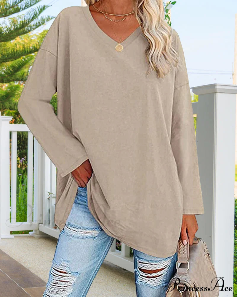 Long-Sleeved Women’s V-Neck T-Shirt T-Shirts