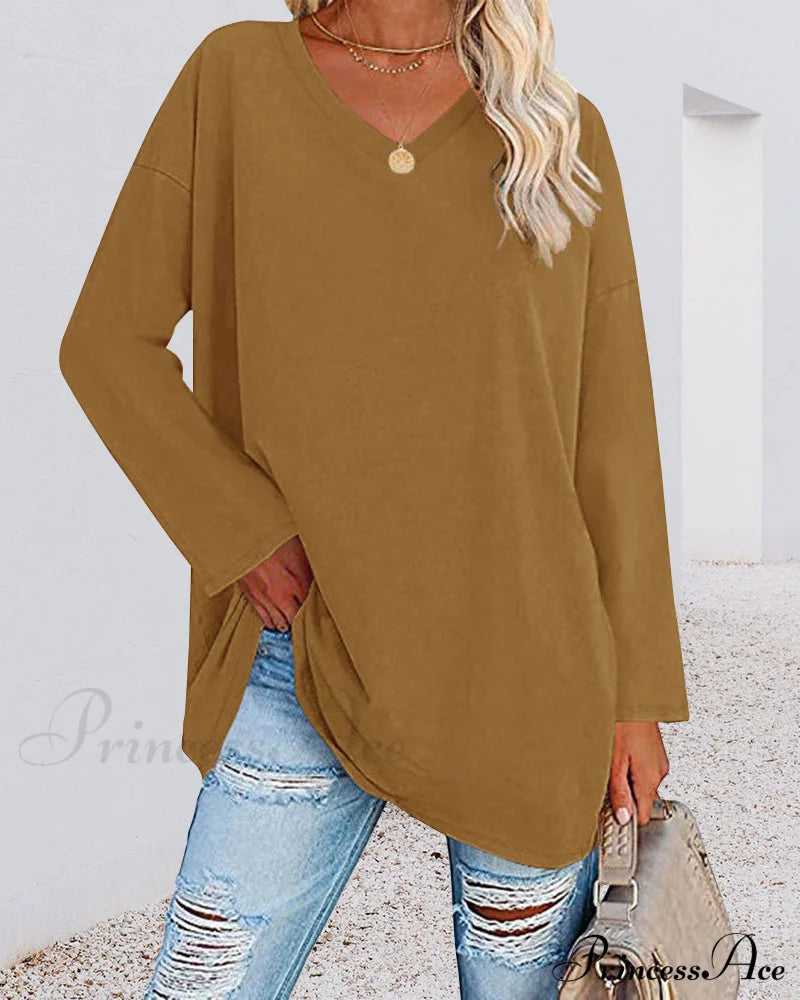 Long-Sleeved Women’s V-Neck T-Shirt T-Shirts