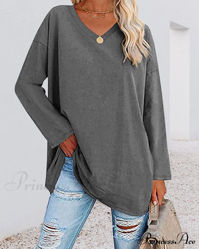Long-Sleeved Women’s V-Neck T-Shirt T-Shirts
