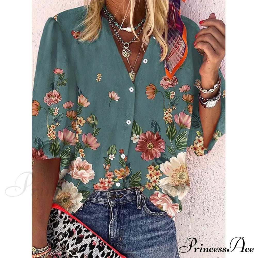 Loose Colorful Print Large Size Blouses
