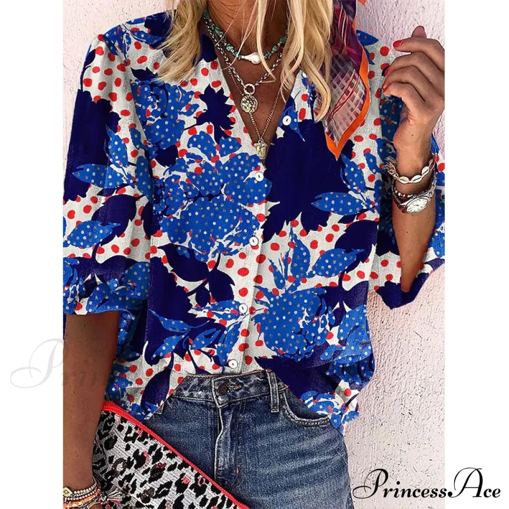 Loose Colorful Print Large Size Blouses