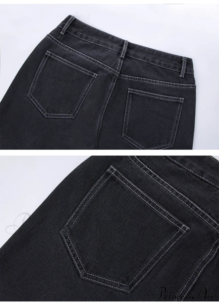 Loose Denim Low Vintage Mom 2024 Leg Baggy New Blue Y2K Waist Fashion Straight Trousers Jeans Women