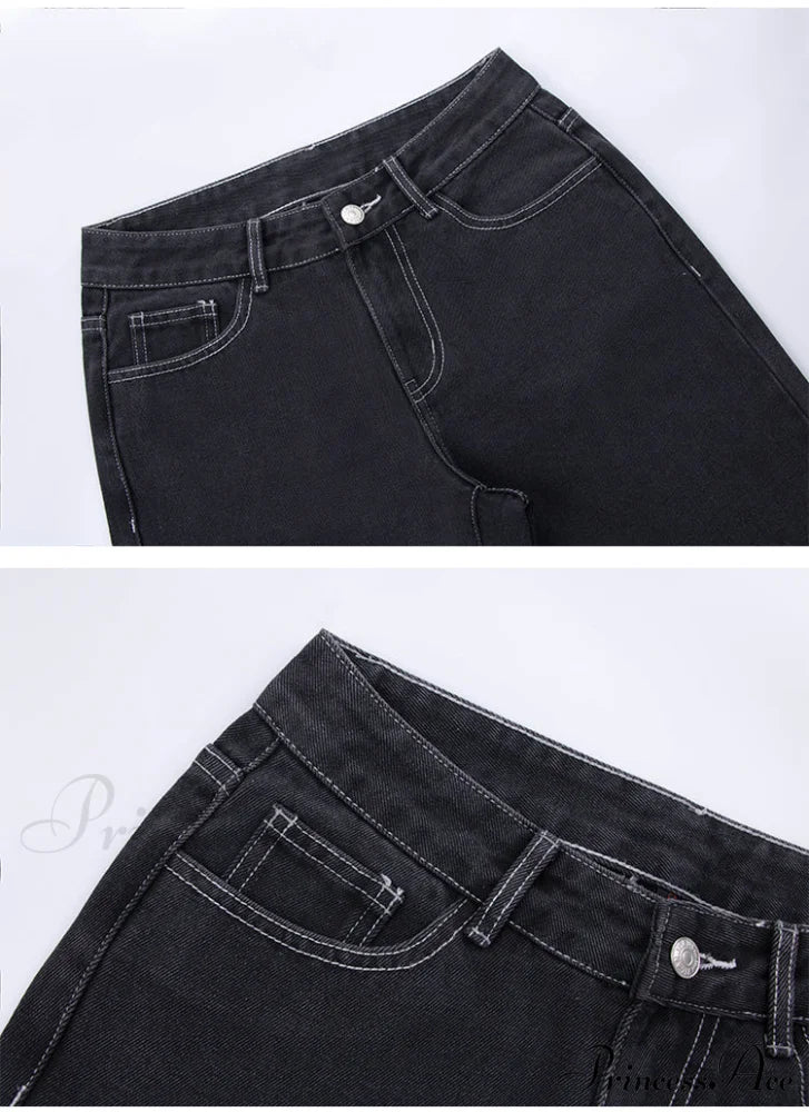 Loose Denim Low Vintage Mom 2024 Leg Baggy New Blue Y2K Waist Fashion Straight Trousers Jeans Women