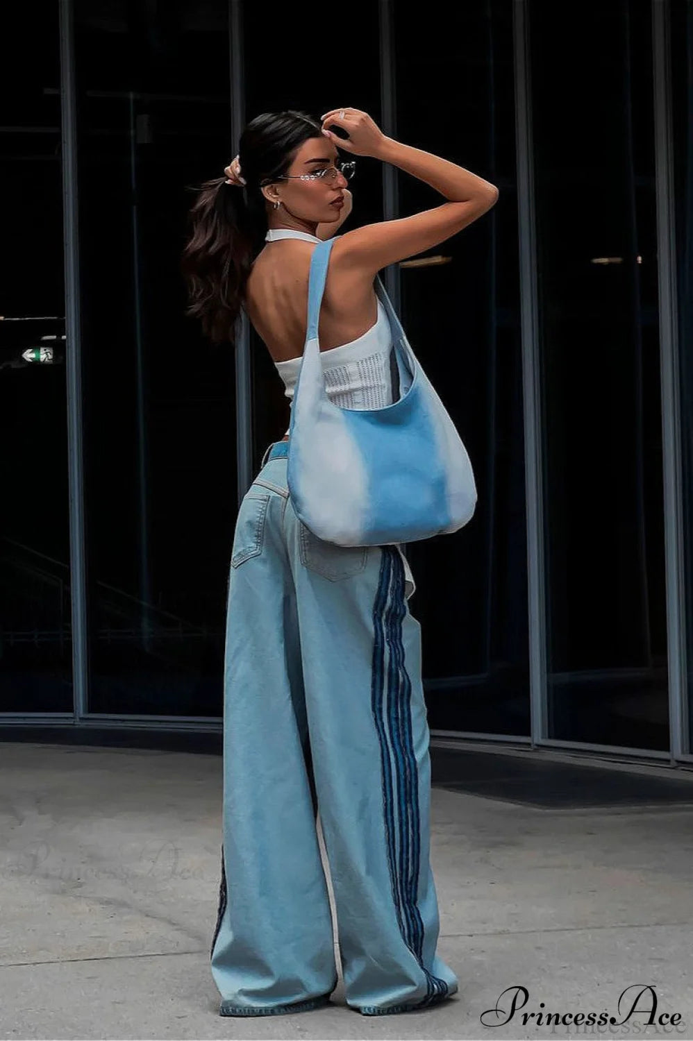 Loose Fit Draped Backward Style Jeans