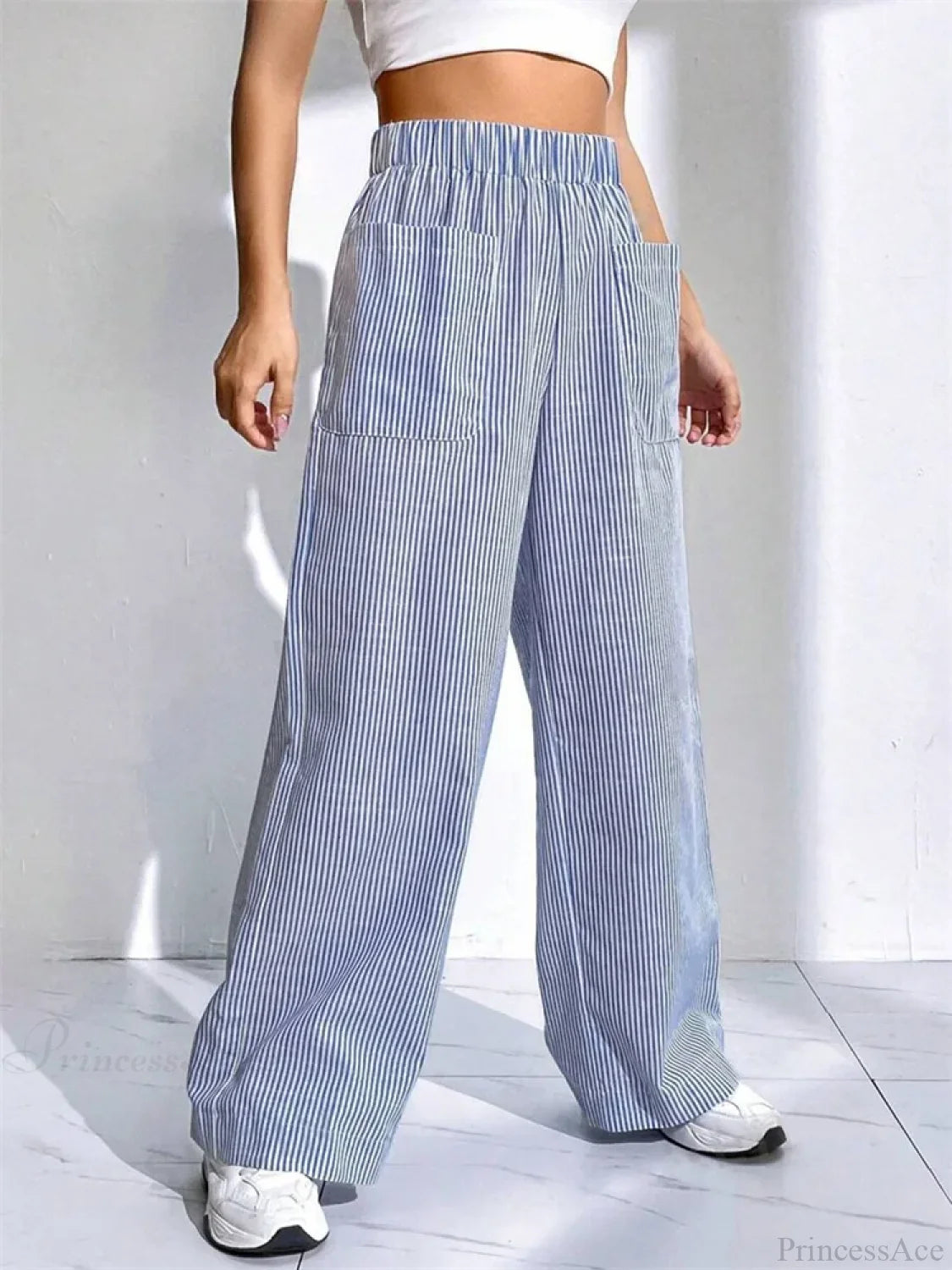 Loose High Waist Striped Lounge Streetwear Pant pant-250223