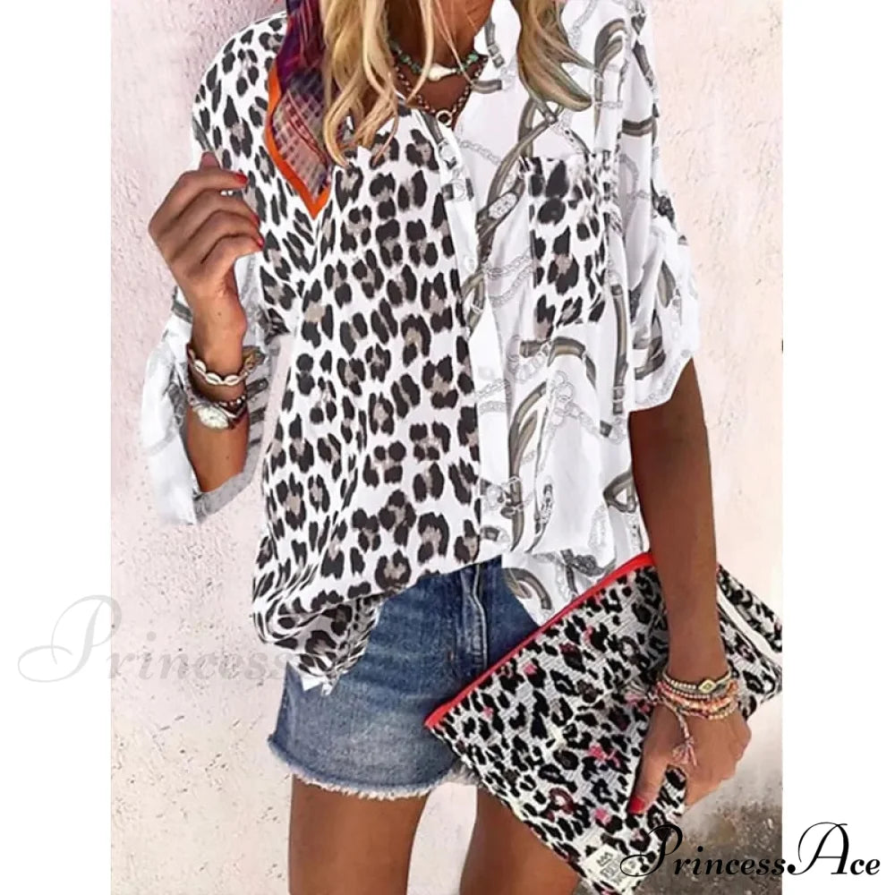 Loose Leopard Print Blouses