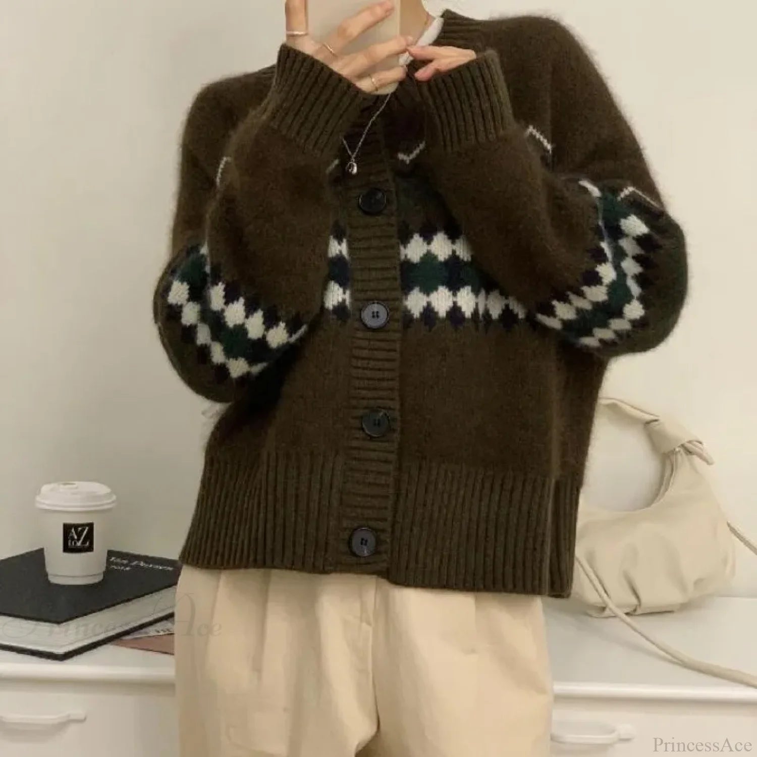 Loose O-neck Office Lady Cardigan