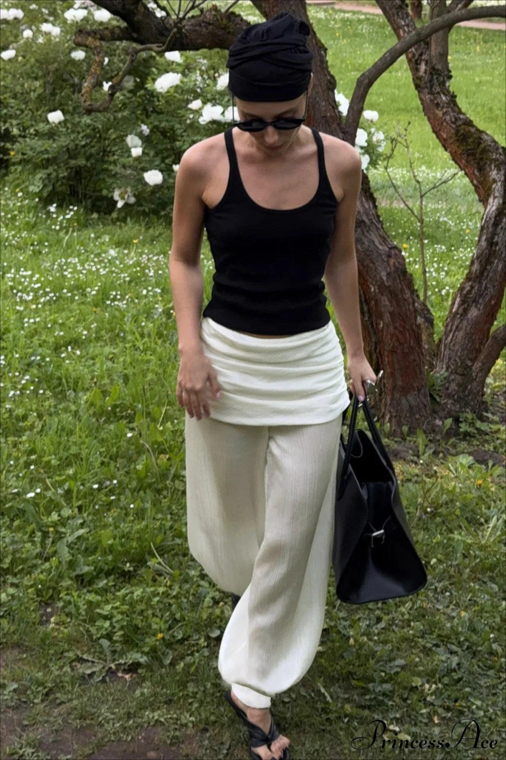 Loose Ruched Cuffed Harem Pants