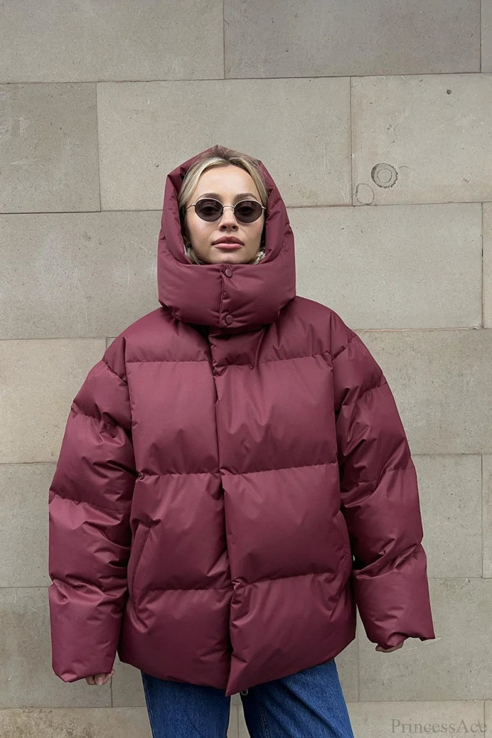 Loose Solid Minimalist Hooded Cotton Coat