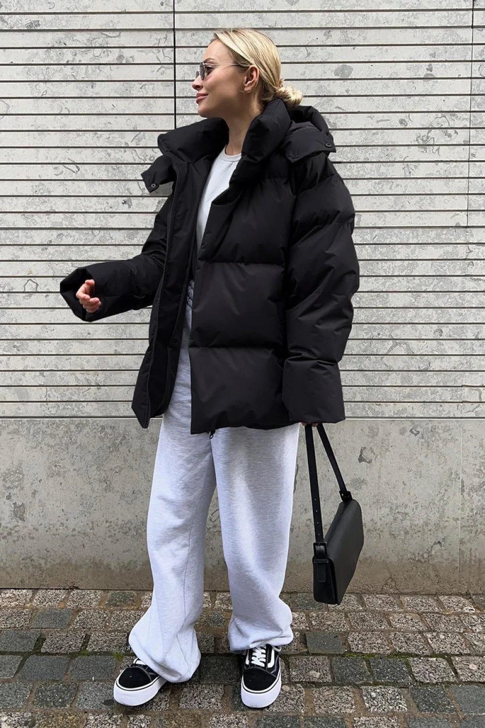 Loose Solid Minimalist Hooded Cotton Coat