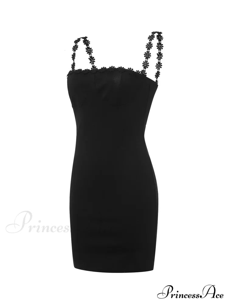 Low Cut Party Clubwear Sexy Flowers Strap Patchwork Mini Dress