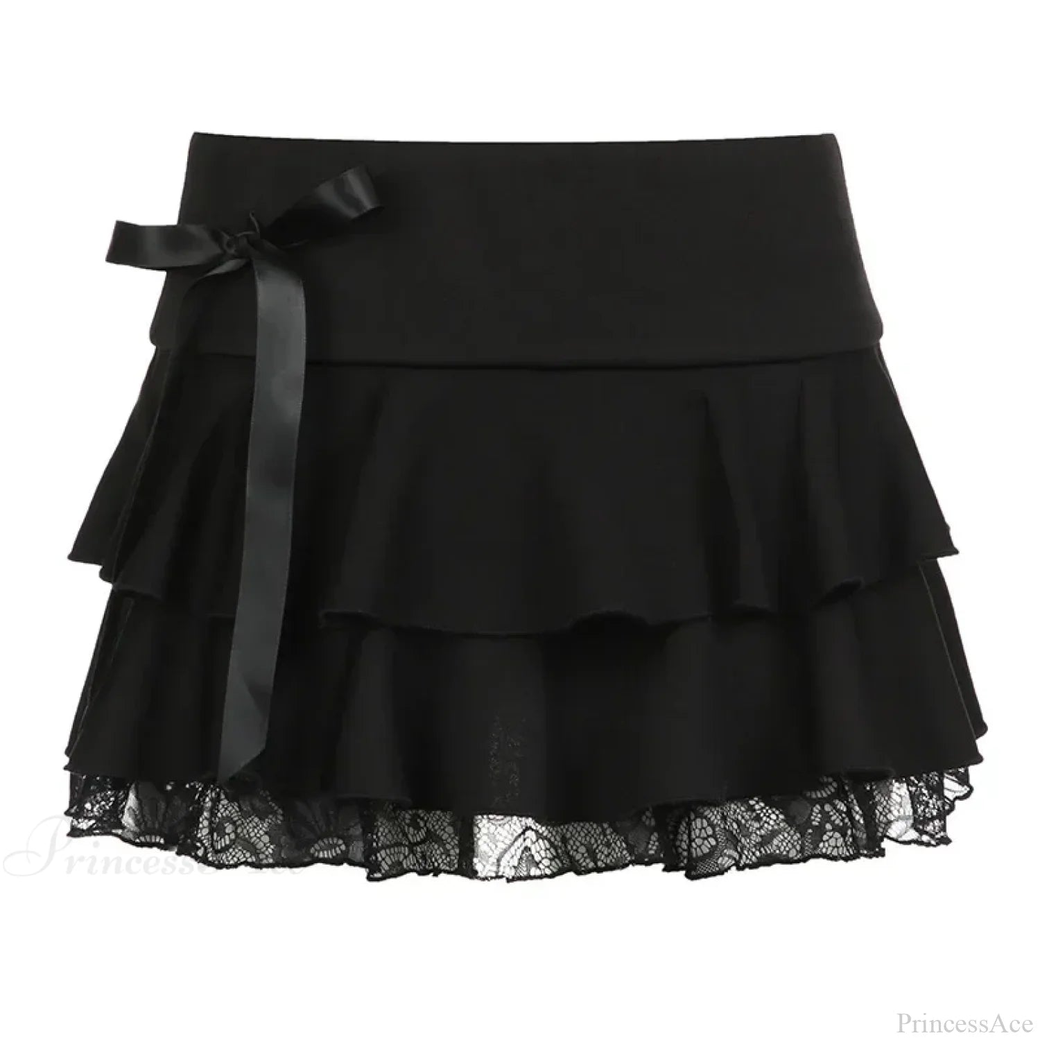 Low Waist Bow Stitching Mini Skirt
