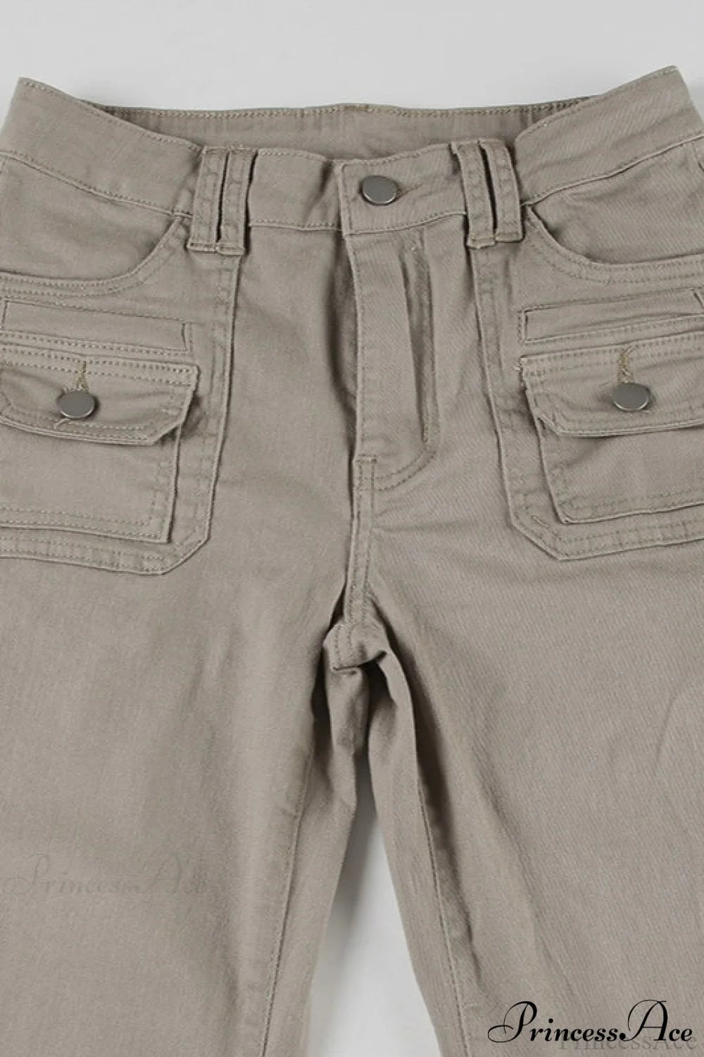 Low Waisted Slim Cargo Flared Leg Jeans