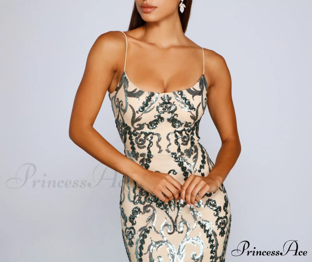 Luana Formal Open Charming Back Sequin Dress S.o. Long Dresses