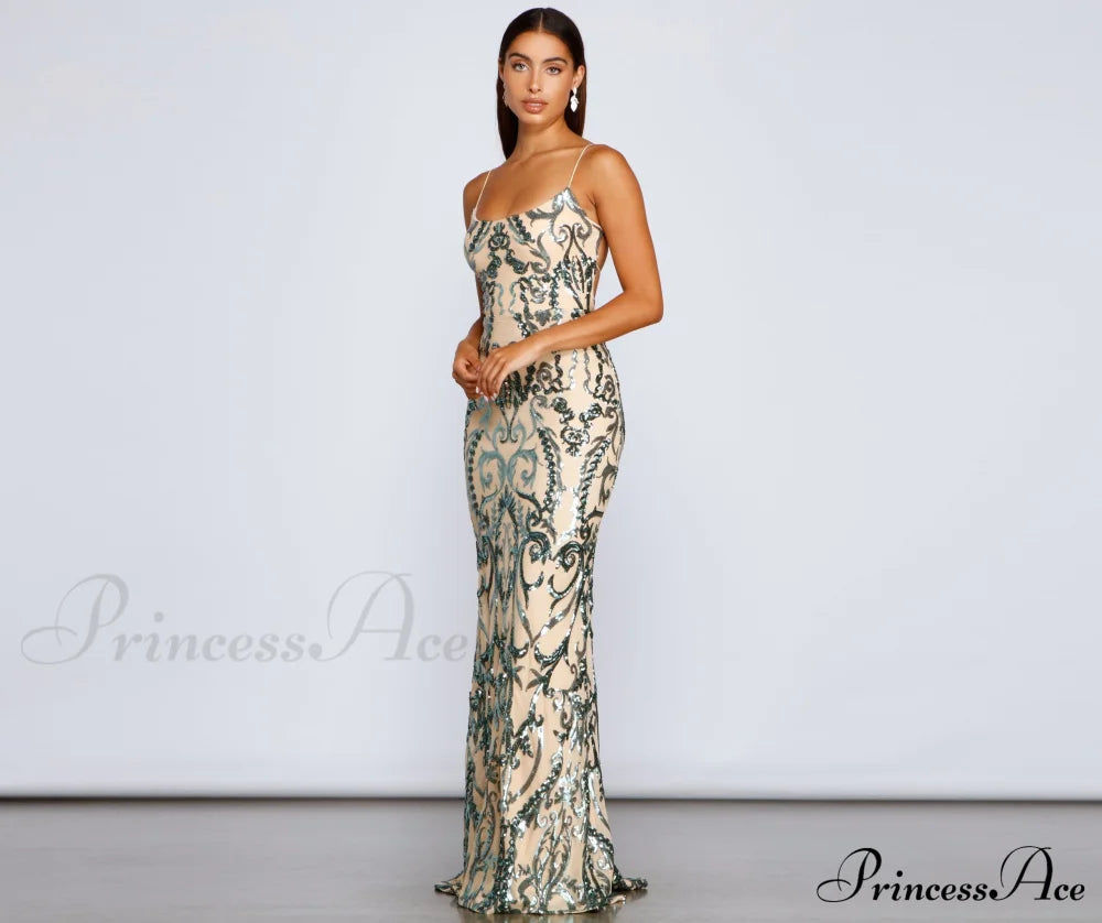 Luana Formal Open Charming Back Sequin Dress S.o. Long Dresses