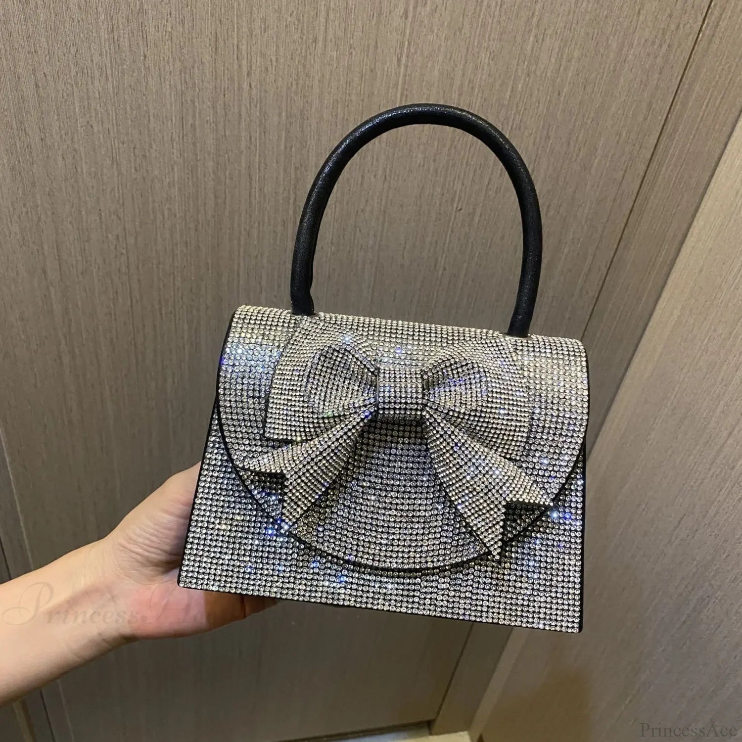Luxury Bowknot Diamonds Metal Small Clutch Party Bag Black / about 18.5x13x6cm clutchbag-250126