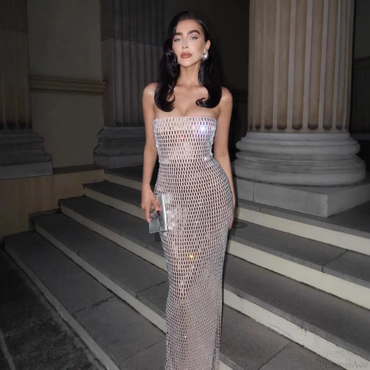 Luxury Crystal Bandage Party Prom Dress apricot / S promdress-250223