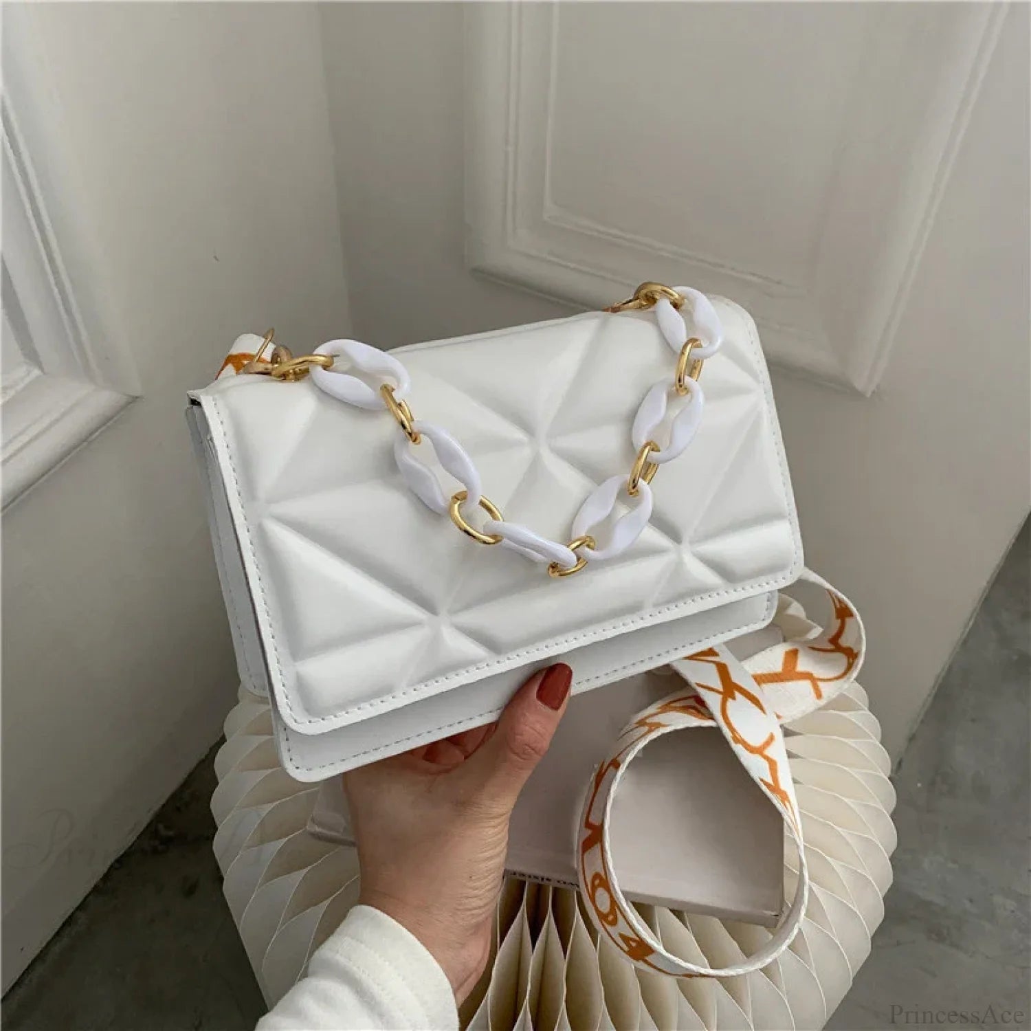 Luxury Designer Crossbody Shoulder Handbag White handbag-250126