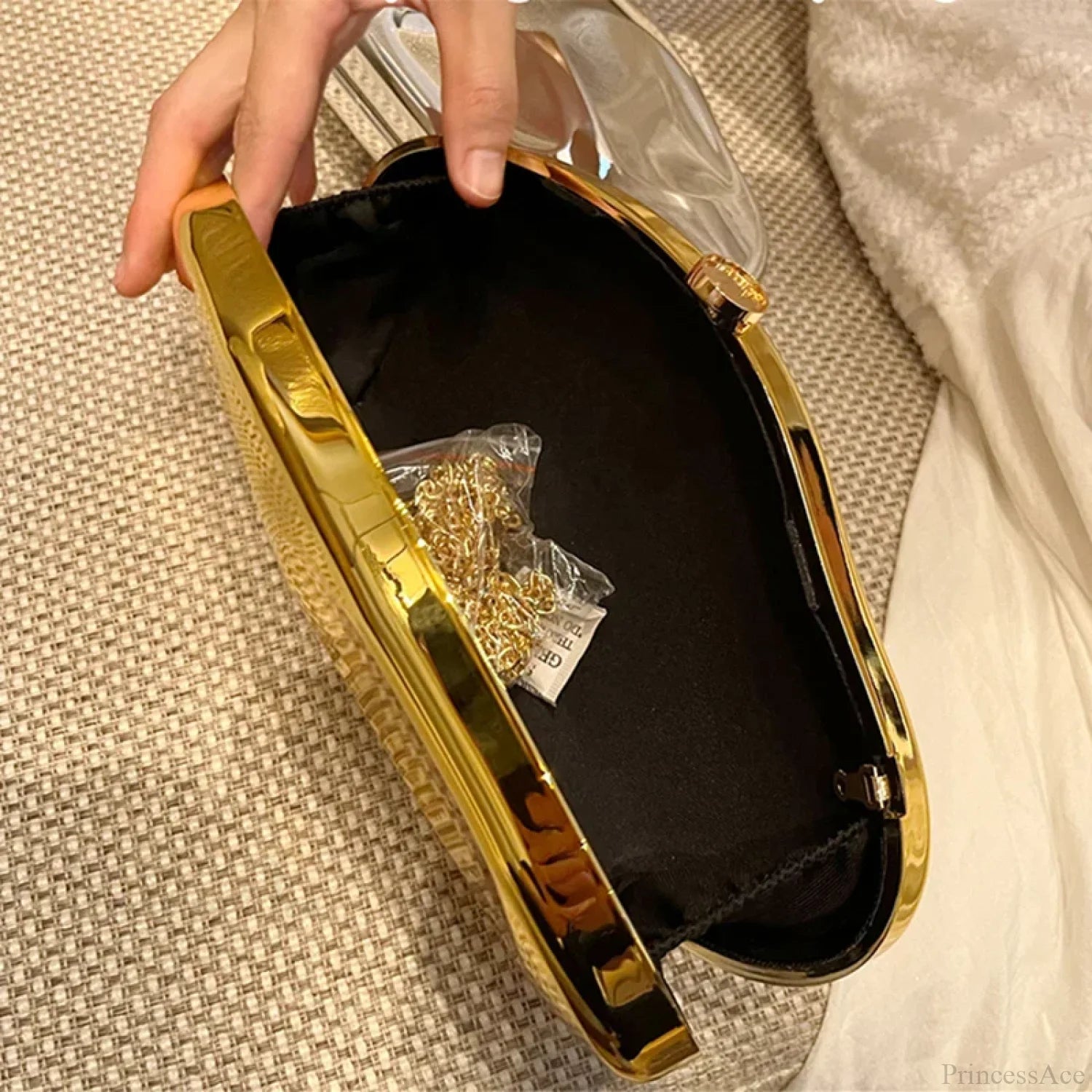 Luxury Gold Acrylic Evening Purse Designer Wedding Bag clutchbag-250126