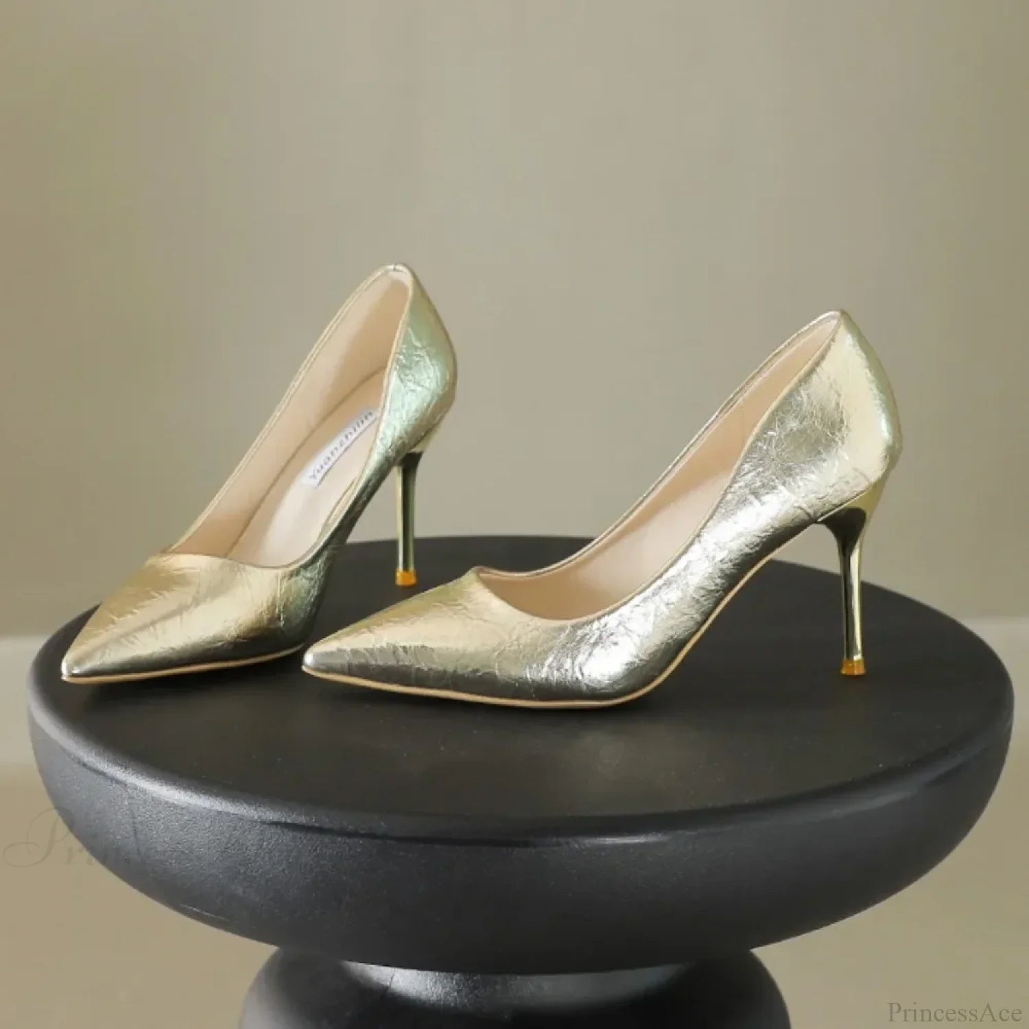 Luxury Gold Shiny Pumps Brand Large Size Sexy Party Pointed Toe Wedding High Heel