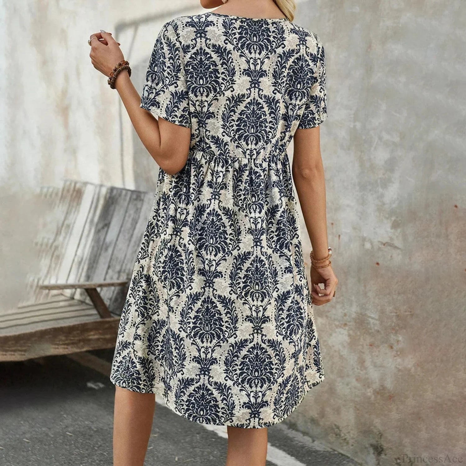M Floral Casual Slim Summer Sundress oldfloraldress-250126
