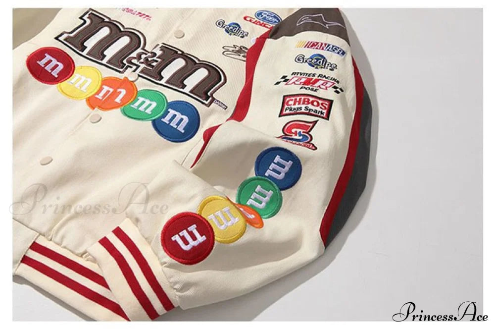 M&M Graphic Stylish Embroidered Bomber Jacket
