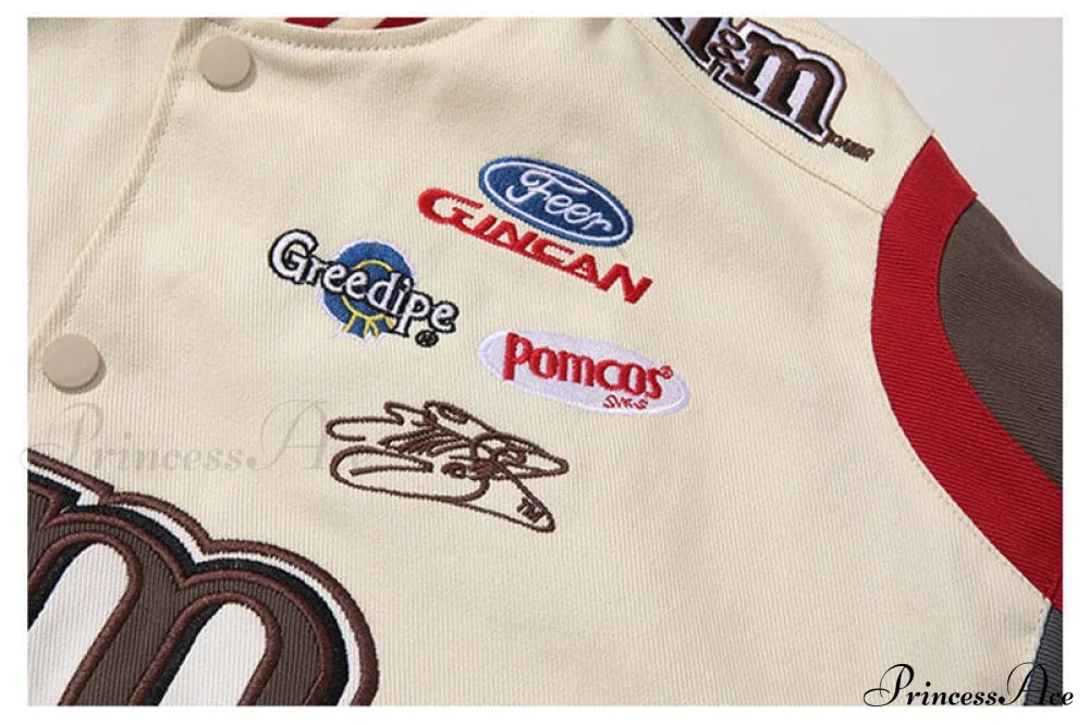 M&M Graphic Stylish Embroidered Bomber Jacket