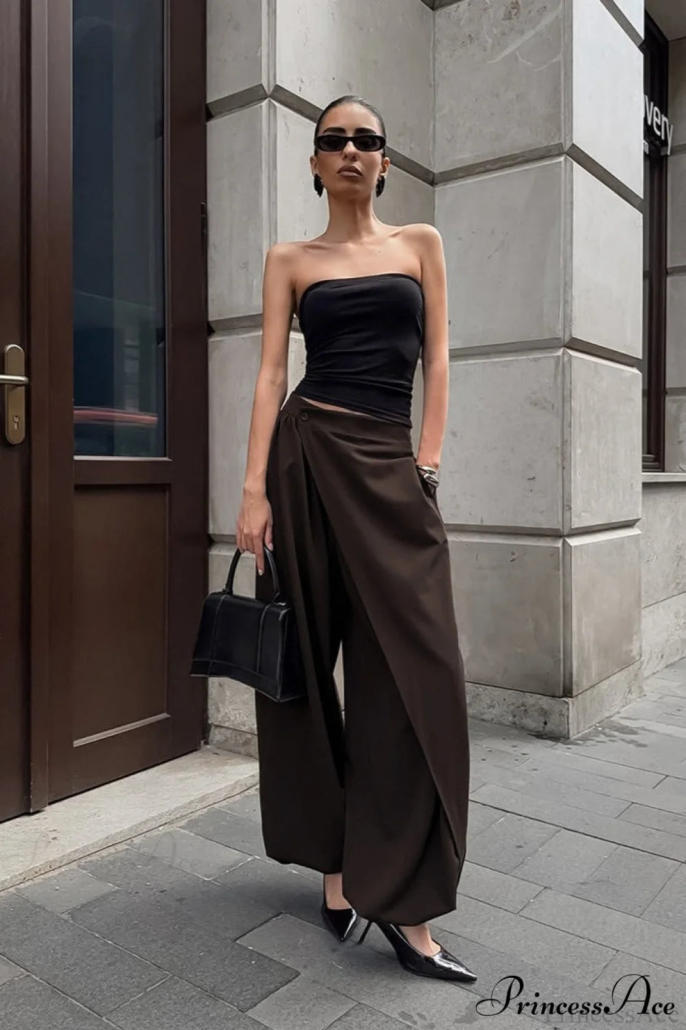 Maillard Asymmetrical High Waist Pants