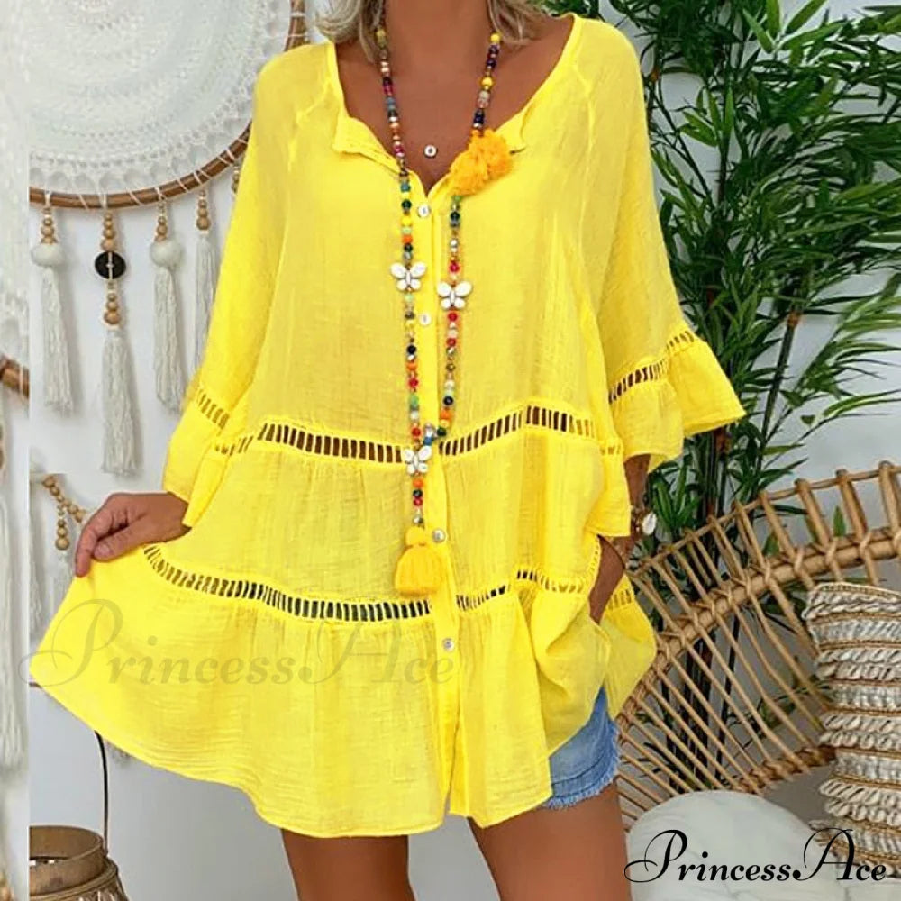 Malyna Women’s Shirt Yellow / S Tops & Blouses