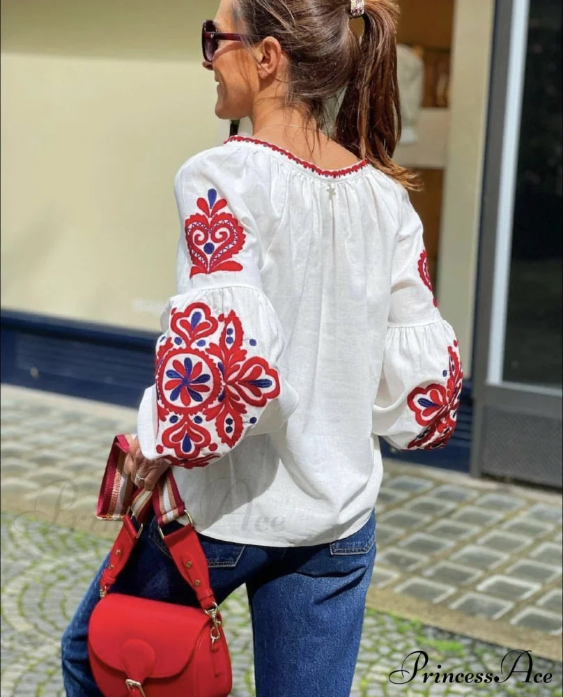 Maria Embroidered Top Tops & Blouses