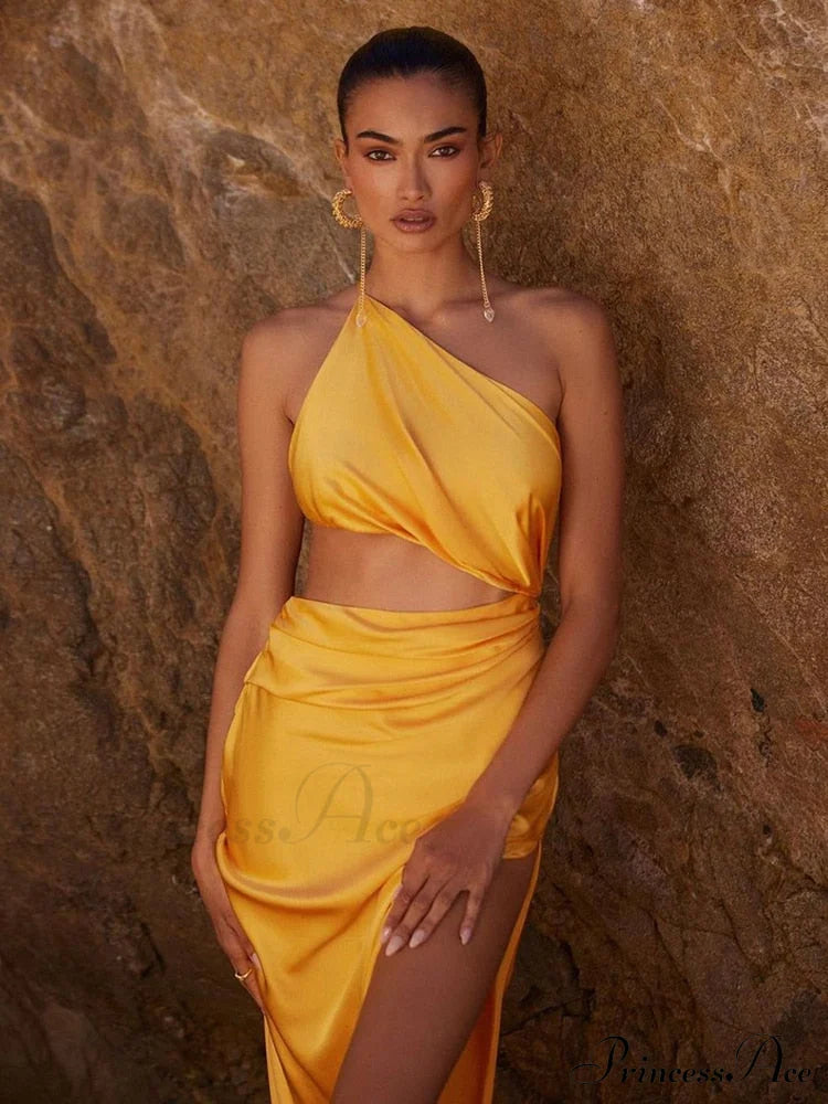 Maria One Stylish Shoulder Maxi Dress