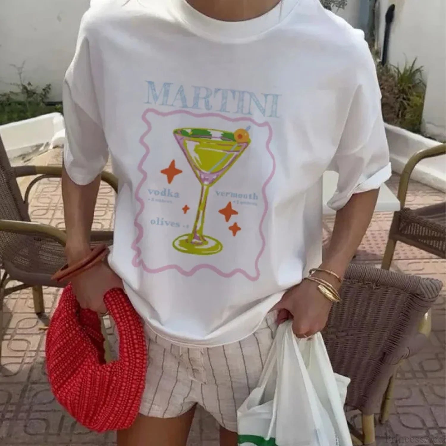 Martini Cocktail Y2k Aesthetic T-shirt WHITE / S t-shirt-250223